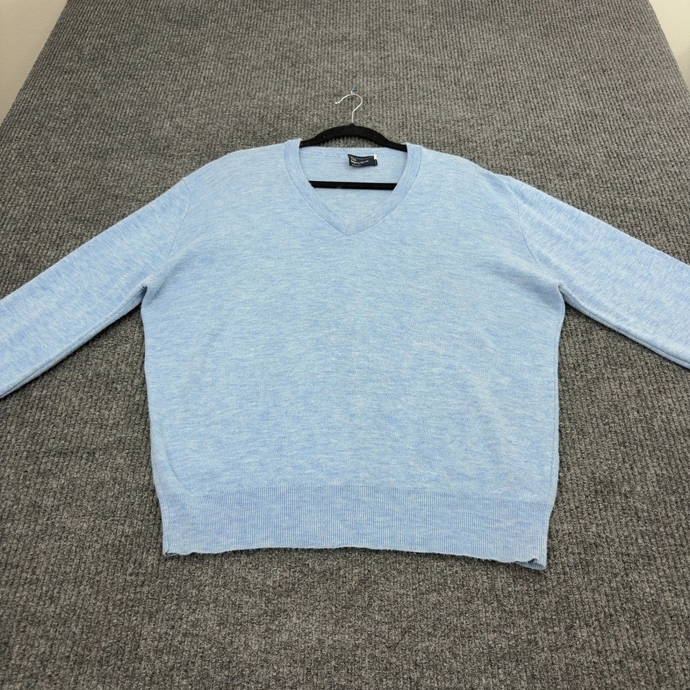 Vintage JCPenney Sweater Mens XL Blue Acrylic V Neck Classic Preppy Knit
